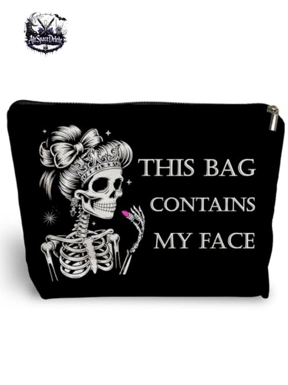 Goth Skull Cotton Canvas Makeup Bag Zipper Cosmetic Pouch Travel